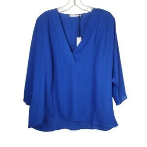 Three Eighty Two Revolve Audrey V Neck Caftan 3/4 Sleeve Blue Women's Size M